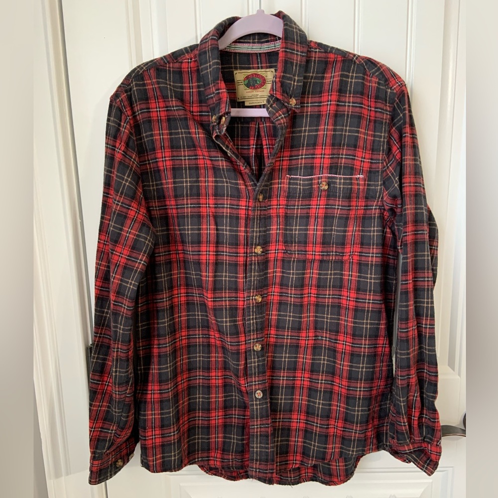 Boston Traiders 100% Cotton Mens Plaid Shirt Sz Large